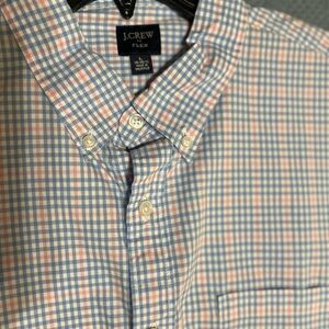 J. Crew Flex Gingham Blue and Pink Shirt